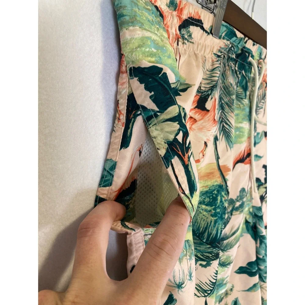 Tropical Flamingo Old Navy Mens 2XL Peach Pink Palm Tree‎ Swim Trunks 674325-05